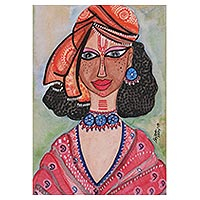 'Rani Lakshmibai' - Signed Watercolor Painting of Rani Lakshmibai from India