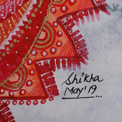 'Theyyam - The Dance of the Divine' - Theyyam Dance Signed Watercolor Painting from India