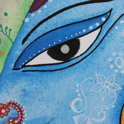 'Radha' - Pintura en acuarela firmada de Radha de la India