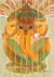 'Lord of Obstacles' - Green and Orange Expressionist Ganesha Painting from India thumbail