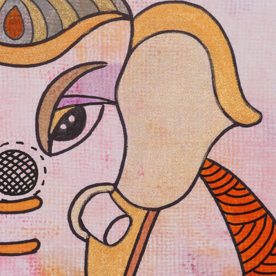 'Vinayaka' - Pintura hindú firmada del Señor Ganesha de la India