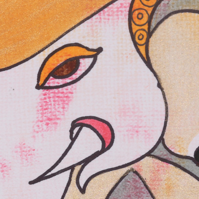 'Ekadanta Ganapati' - Multimedia Expressionist Painting of Lord Ganesha