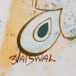 'Krishna & Radha' - Signed Expressionist Krishna and Radha Painting from India