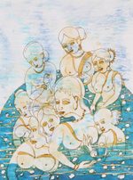 'Gopis' - Signed Expressionist Painting of Hindu Gopis from India