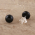 Onyx stud earrings, 'Gemstone Orbs' - Round Black Onyx Stud Earrings from India (image 2b) thumbail