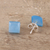 Chalcedony stud earrings, 'Contemporary Corners' - Square Blue Chalcedony Stud Earrings from India (image 2b) thumbail