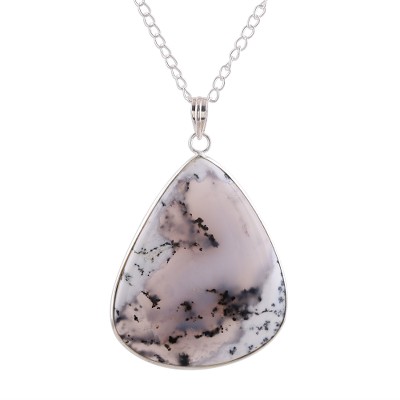 Agate pendant necklace, 'Arctic Elegance' - Agate Pendant Necklace in White and Black from India