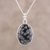 Agate pendant necklace, 'Midnight Oval' - Black and Grey Oval Agate Pendant Necklace from India (image 2) thumbail