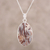 Agate pendant necklace, 'Intricate Island' - Oval Agate Pendant Necklace in Pink and Russet from India (image 2) thumbail