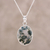 Agate pendant necklace, 'Green Clouds' - Dendritic Agate Pendant Necklace in Green from India (image 2) thumbail