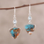 Reconstituted turquoise dangle earrings, 'Royal Colors' - Recon. Turquoise and Blue Topaz Dangle Earrings (image 2) thumbail