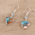 Reconstituted turquoise dangle earrings, 'Royal Colors' - Recon. Turquoise and Blue Topaz Dangle Earrings (image 2b) thumbail