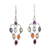 Multi-gemstone dangle earrings, 'Chakra Sparkle' - 2.6-Carat Multi-Gemstone Chakra Dangle Earrings from India (image 2a) thumbail