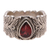 Garnet band ring, 'Energetic Drop' - Teardrop Garnet Band Ring Crafted in India thumbail