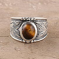 Tiger's eye band ring, 'Suave Earth'