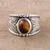 Tiger's eye band ring, 'Suave Earth' - Leaf Motif Tiger's Eye Band Ring from India (image 2) thumbail