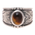 Tiger's eye band ring, 'Suave Earth' - Leaf Motif Tiger's Eye Band Ring from India thumbail