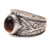 Tiger's eye band ring, 'Suave Earth' - Leaf Motif Tiger's Eye Band Ring from India