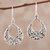 Sterling silver dangle earrings, 'Droplet Beauty' - Drop-Shaped Floral Sterling Silver Dangle Earrings (image 2) thumbail