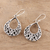 Sterling silver dangle earrings, 'Droplet Beauty' - Drop-Shaped Floral Sterling Silver Dangle Earrings (image 2b) thumbail