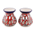 Calentadores de aceite cerámicos, (par) - Calentadores de aceite de cerámica con motivos florales rojos de la India (par)