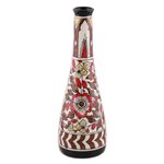 Ceramic decorative vase, 'Spring Royalty' - Colorful Floral Ceramic Decorative Vase from India