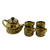 Keramik-Teeservice, (Set für 4) - Grünes Blumen-Teeservice aus Keramik aus Indien (Set für 4)
