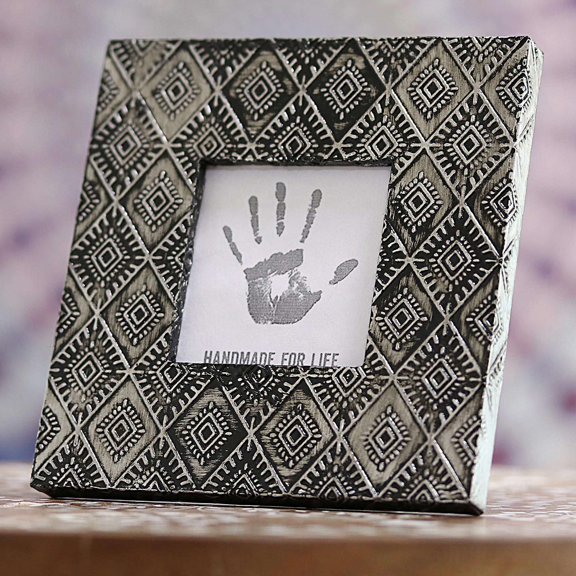 Diamond Pattern Aluminum Photo Frame from India (3x3) Exotic Diamonds