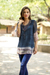 Tie-dyed viscose tunic, 'Delhi Azure' - Tie-Dyed Viscose Tunic in Azure from India thumbail