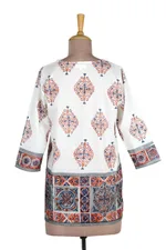 Block-printed cotton tunic, 'Mughal Glory' - Block-Printed Cotton Tunic from India