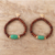 Wood and resin beaded stretch bracelets, 'Friendship Harmony' (pair) - Wood and Green Resin Beaded Stretch Bracelets (Pair) thumbail