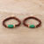 Wood and resin beaded stretch bracelets, 'Friendship Harmony' (pair) - Wood and Green Resin Beaded Stretch Bracelets (Pair) (image 2b) thumbail