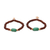 Wood and resin beaded stretch bracelets, 'Friendship Harmony' (pair) - Wood and Green Resin Beaded Stretch Bracelets (Pair) (image 2c) thumbail