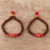 Wood and resin beaded stretch bracelets, 'Friendship Beads' (pair) - Wood and Orange Resin Beaded Stretch Bracelets (Pair) thumbail