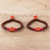 Wood and resin beaded stretch bracelets, 'Friendship Beads' (pair) - Wood and Orange Resin Beaded Stretch Bracelets (Pair) (image 2b) thumbail