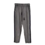 Viscose pants, 'Navy Sophistication' - Dusty Grey Viscose Pants with Navy Accents from India