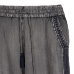 Viscose pants, 'Navy Sophistication' - Dusty Grey Viscose Pants with Navy Accents from India
