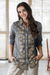 Block-printed cotton blouse, 'Paisley Elegance' - Paisley Motif Block-Printed Cotton Shirt from India