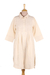 Cotton and linen blend shirtdress, 'Alabaster Bliss' - Embroidered Cotton and Linen Blend Shirtdress (image 2a) thumbail