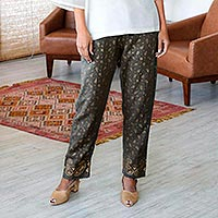 Block-printed cotton pants, 'Paisley Elegance' - Paisley Motif Block-Printed Cotton Pants from India