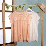 Embroidered cotton blouse, 'Peach Charm' - Embroidered Cotton Blouse in Peach from India