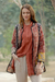 Patchwork cotton jacket, 'Floral Fusion' - Cotton Patchwork Jacket with Kantha Stitching thumbail