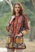 Patchwork cotton jacket, 'Floral Fusion' - Cotton Patchwork Jacket with Kantha Stitching (image 2b) thumbail