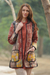 Patchwork cotton jacket, 'Floral Fusion' - Cotton Patchwork Jacket with Kantha Stitching (image 2d) thumbail