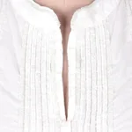 Cotton pintuck beaded blouse 'Udaipur Lake' - White Cotton Blouse with Beadwork and Pintucks