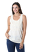 Cotton embroidered tank top, 'Casual Elegance' - Ivory Sleeveless Cotton Top with Chikankari Embroidery (image 2c) thumbail