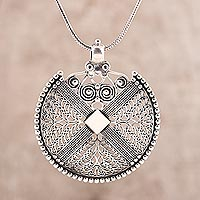 Sterling silver pendant necklace, 'Garden Curls'