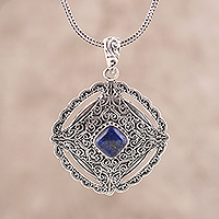 Collar colgante de lapislázuli, 'Mughal Realeza' - Collar colgante Regal Lapis Lazuli de la India