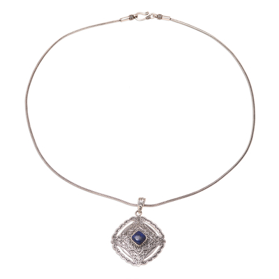 Lapis lazuli pendant necklace, 'Mughal Royalty' - Regal Lapis Lazuli Pendant Necklace from India