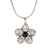 Onyx pendant necklace, 'Delightful Midnight' - Floral Onyx Pendant Necklace from India thumbail